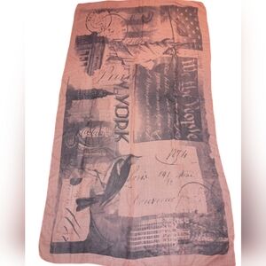 100 % Viscose Wrap, shawl, scarf Salmon background/gray print. We the People, NY